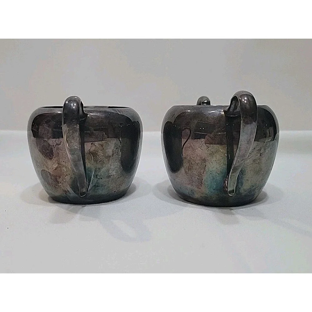 Vintage Wallace Silverplate Creamer & Sugar Bowl Set Mid-Century Modern C8647